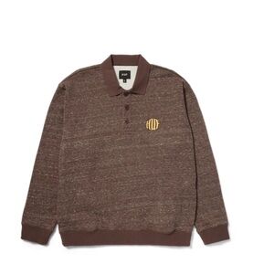 HUF Brown Polo Sweater with Gold Emblem